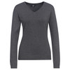 Damen Feinstrickpullover V-Ausschnitt dunkelgrau