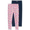 2 Mädchen Leggings im Set dunkelblau / helllila