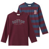 2 Jungen Langarmshirts mit Print dunkelrot / dunkelblau