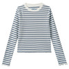 Mädchen Langarmshirt mit Rippstruktur blau / weiss