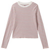 Mädchen Langarmshirt mit Rippstruktur rosa / weiss