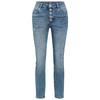 Damen Slim-Jeans mit offener Knopfleiste
