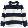 Jongensshirt met lange mouwen en polokraag donkerblauw / wit