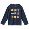 T-shirt met lange mouwen voor jongens donkerblauw
