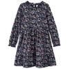 Mädchen Kleid mit Blumen-Allover dunkelblau