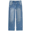 Mädchen Straight-Jeans mit Stickerei