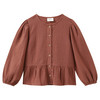 Mädchen Musselin-Bluse mit Volant braun