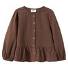 Mädchen Musselin-Bluse mit Volant dunkelbraun