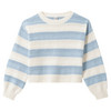 Mädchen Pullover mit Blockstreifen hellblau / cremeweiss