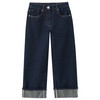 Meisjesjeans met wijde pijpen van raw denim