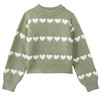 Mädchen Pullover mit Herz-Motiven oliv