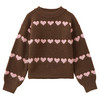 Mädchen Pullover mit Herz-Motiven dunkelbraun