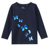 Mädchen Langarmshirt mit Wendepailletten dunkelblau