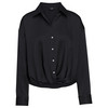 Damen Satinbluse mit Knopfleiste schwarz