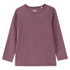 Baby Wolle-Seide-Shirt mit Streifen weinrot / hellrosa
