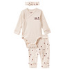 Newborn Set mit Body, Hose und Stirnband cremeweiss