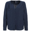 Damen Bluse mit Strukturstreifen dunkelblau