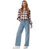 Damen Karobluse mit Knopfleiste