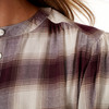 Damen Karobluse mit Knopfleiste
