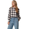 Damen Karobluse mit Knopfleiste