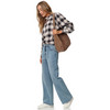 Damen Karobluse mit Knopfleiste