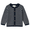 Baby Merino-Strickjacke mit Streifen dunkelblau / cremeweiss