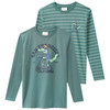 2 Jungen Langarmshirts mit Print dunkelgrün / hellgrün