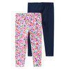 2 Baby Leggings im Set dunkelblau / helllila
