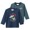2 Baby Langarmshirts mit Print dunkelblau / dunkelgrün
