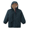 Meisjesparka met teddypluche voering donkerblauw
