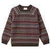 Mädchen Strickpullover mit Norwegermuster dunkelbraun / bunt
