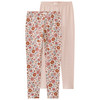 2 Mädchen Leggings mit Blümchen