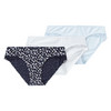 3 Damen Slips im Muster-Mix hellblau / dunkelblau / weiss