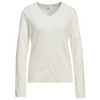 Damen Merino-Langarmshirt mit V-Ausschnitt creme