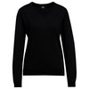 Damen Merino-Langarmshirt mit V-Ausschnitt schwarz