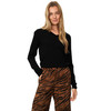 Damen Merino-Langarmshirt mit V-Ausschnitt