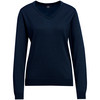 Damen Merino-Langarmshirt mit V-Ausschnitt dunkelblau