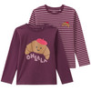2 Mädchen Langarmshirts mit Crossaint-Motiven