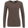 Damen Langarmshirt aus Feinripp dunkelbraun