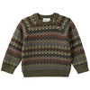 Baby Strickpullover mit Norwegermuster oliv / bunt