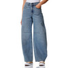 Damesjeans met barrel-pasvorm in denimlook