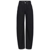 Damesjeans met barrel-pasvorm in denimlook donkerblauw