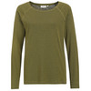 Dames-T-shirt met lange mouwen, gestreept olijf