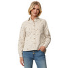 Damen Cordbluse mit floraler Stickerei