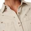 Damen Cordbluse mit floraler Stickerei