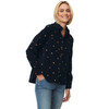 Damen Cordbluse mit floraler Stickerei