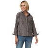 Damen Cordbluse mit floraler Stickerei