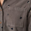Damen Cordbluse mit floraler Stickerei