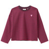 Meisjes-T-shirt met lange mouwen en strepen donkerpaars / roze