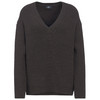 Damen Strickpullover mit V-Ausschnitt dunkelbraun